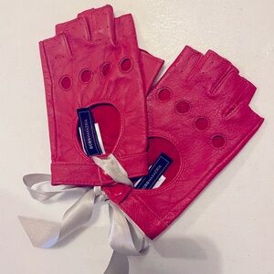 BCBG MaxAzria Red Faux Leather Motorcycle Gloves
